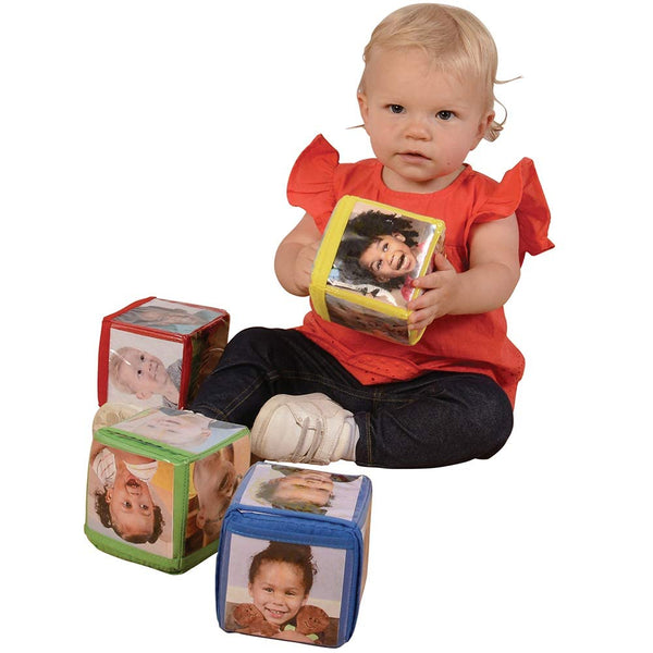 Constructive Playthings Customizable Stacking Block Toys with Clear Pockets for Ages 12