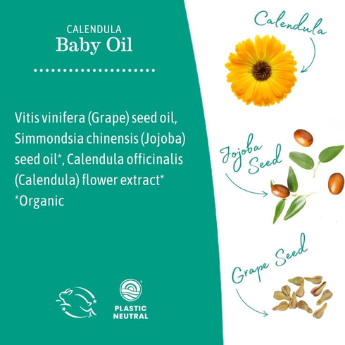 Earth Mama 4-Fluid Calendula Baby Oil | Massage Oil for Newborn Skin Care, Dry Skin & Scalp Moisturizer, Fragrance
