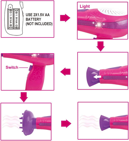 Little Girls Beauty Hair Salon Toy Kit with Toy Hairdryer, Mirror & Accessories, Makeup Set