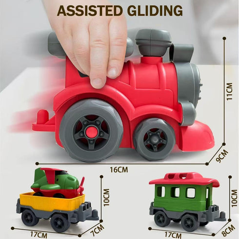 Baimiby Set 3-5, Set 3 4 5 6 Christmas Toy Train for Toddlers Small Train Toys Locomotive with Airplane Wagon Train