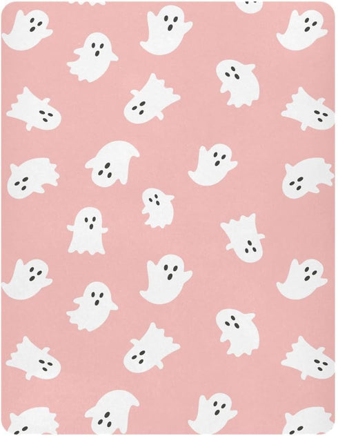 SDMKA 28x52 Inch Cute Halloween Pattern Crib Sheets for Boys Girls - Portable Microfiber Fitted Crib Sheet for Standard