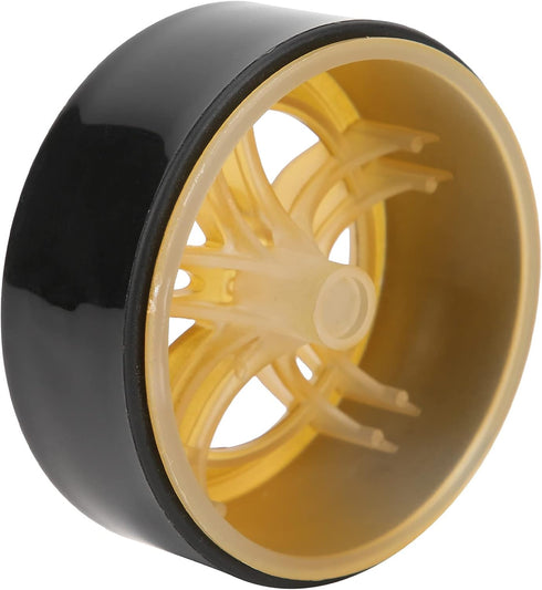 RC Car Drift Tires, 4PCS 6 Spoke Plastic Wheel Rims with Rubber Tires for 1/10 RC Drift Car (Golden)