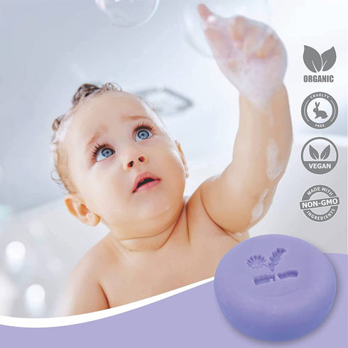 (3-pack) Relaxcation Baby Soap Bar with Lavender Essential Oils, Organic Chamomile Water and Moisturizing Shea Butter
