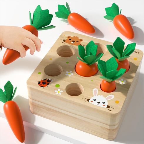 Montessori Toys for Babies, Educational Carrot Vegetable Harvest Toy, Splicing Building Blocks for Toddlers Learning