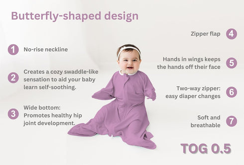bebon Cozy 2-Way 95% 5% 4-8 Transition Swaddle - Baby Wearable Blanket - Sleep Sack, Wrap with Zipper - Bamboo Viscose