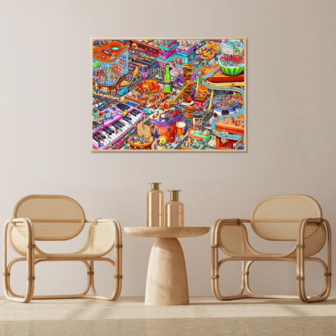 HUADADA 1000 Piece Jigsaw Puzzles for Adults, Little People's World Party, Challenging Game Puzzles