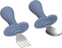 2 Pcs Toddler Utensils Set, Stainless Steel Forks and Spoons for Children, Safe Flatware Metal Kids Cutlery with Round