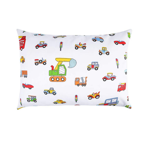 Kids Toddler Pillowcases 100% Cotton, 14x19, 2 Packs, Fits Kid Toddler Bedding Pillow 14x19, Construction Vehicle Cars
