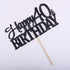 PALASASA Black Glitter Happy 40th Birthday Cake Topper, 40 Anniversary Party Decoration