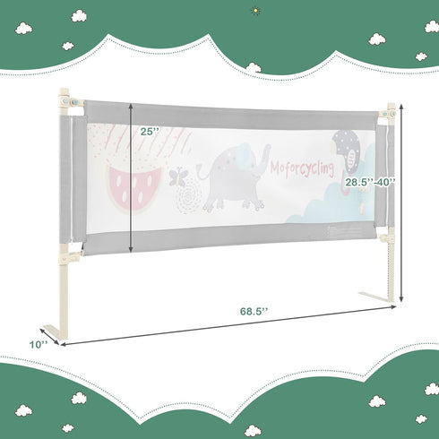 77-in (77 INCH, HONEY JOY Bed Rail for Toddlers, Extra Long, Portable Safety Bed Guardrail w/Double Safety Child Lock
