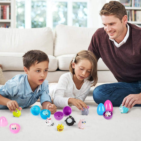 12 Pack LovesTown Prefilled Easter Eggs with Cars Toys, for Egg Hunt Game, Kids Easter Basket Stuffers & Party Favors
