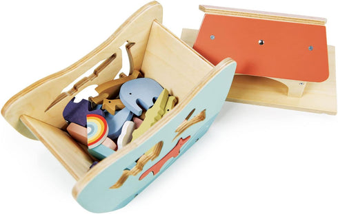 Tender Leaf Toys - Little Noah’s Ark Wooden Animal Shape Sorting Toy for Age 2+, Compact for Little Hands