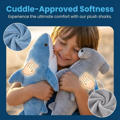 Pack 2 14 inch 13 inch Hammerhead Bedwina Stuffed Animal Sharks - of Large, Mako & Plush Shark Toys, Stuff Animals Toy