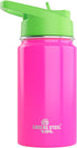 Kids Water Bottle 12oz Pink | Insulated, Double Wall Stainless Steel | Leak Proof with Straw & Handle | Eco Friendly