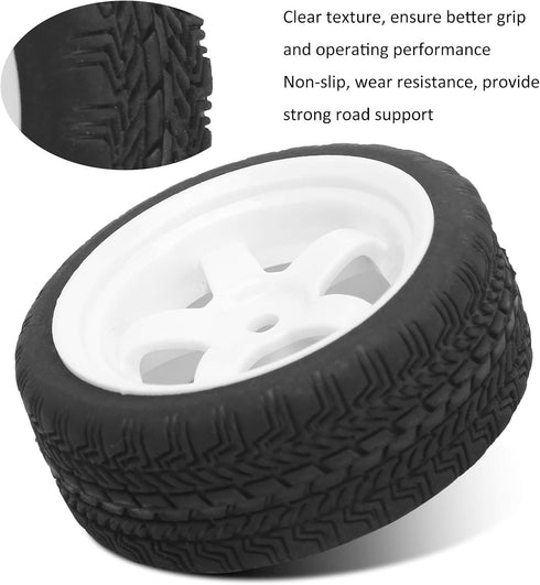 4Pcs 65mm RC Non-Slip Rubber Tires, Series Hub with Sponge Lining for WPL D12 1/10 Wheel Upgrade Accessories