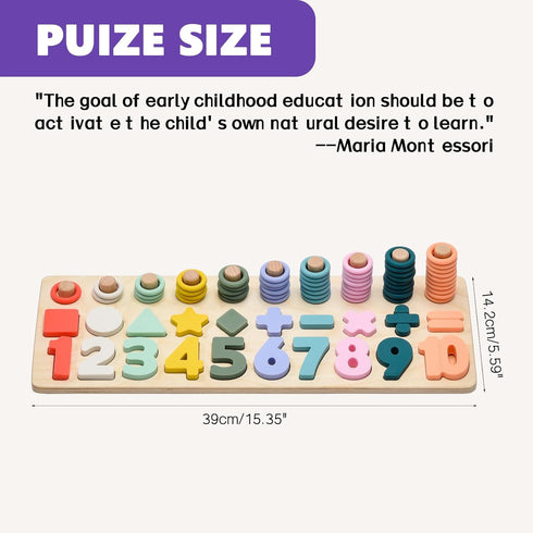 Counting 3 4 5 Silicone Montessori Number Puzzle Toys for Toddlers, & Shape Sorting Educational Toy for Year Old Boys