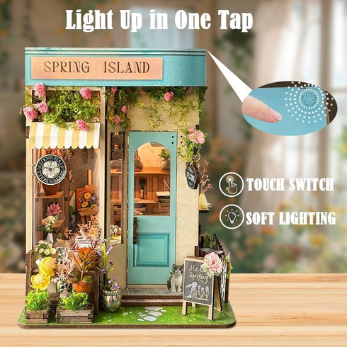 Book Nook Kit - DIY Miniature Dollhouse Booknook Kit with Light, Bookend Bookshelf Decor for Adults, Gifts for Family