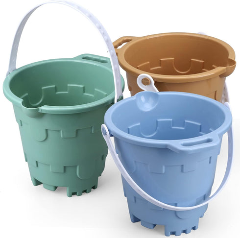 Umnodobn 7" Set Jumbo Beach Sand Toys Buckets for Kids Adults, Large Castle Bucket Pails Beach Gear Accessories Pails