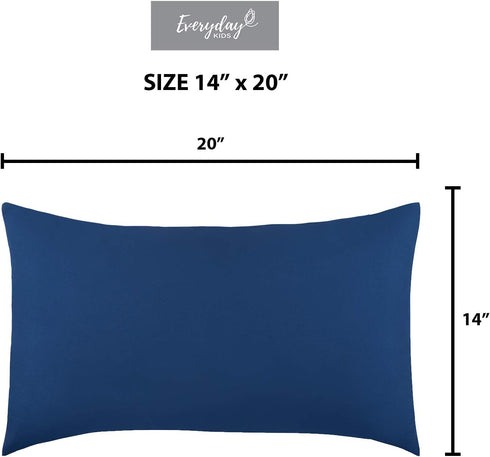 2-Pack Toddler Travel Pillowcases, 100% Soft Microfiber, Hypoallergenic, 14" by 20" Kids Pillowcases, Solid Navy