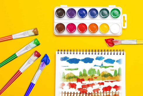 Anezus Large Chubby Paint Brushes Round and Flat for Washable Paint Acrylic Paint, 10Pcs for Preschool