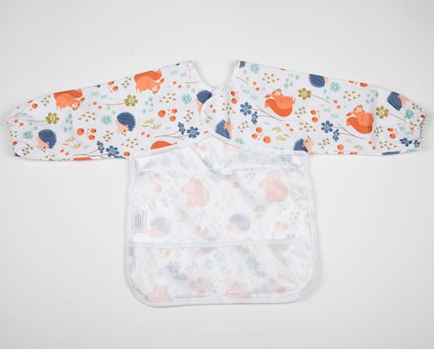 Baby Bib Long Sleeved Shirt with Pocket for Toddler (Squirrel Hedgehog), 1 to 3 Years Old