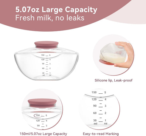 Momcozy M9 M9 Pack 2 Breastmilk Collection Compatible with Replacement Parts, Breast Milk Storage Bottle with Silicone