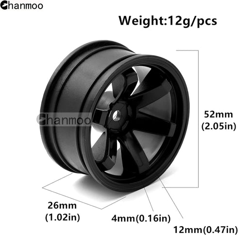 1/10 RC Rally Racing Wheels 12mm Hex Hard Plastic On Road Hubs Rims for 1:10 Scale Drift Car Tires Tamiya TT01 TT02 XV01 A959 PTG2 144001 HPI KYOSHO HSP PTG2 Touring Street Tyres 4PCS (White)