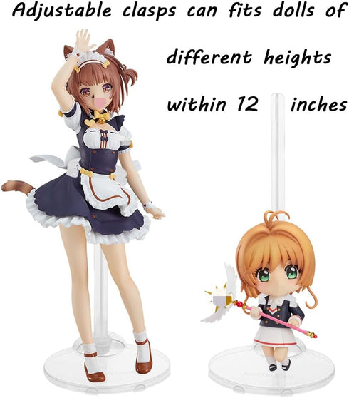 10Pcs Adjustable Doll Stands Display Holders, Action Figure Stand Toy Doll AccessoriesTransparent Plastic Mini Doll Display Stand Support for 11 to 13 Inch Dolls