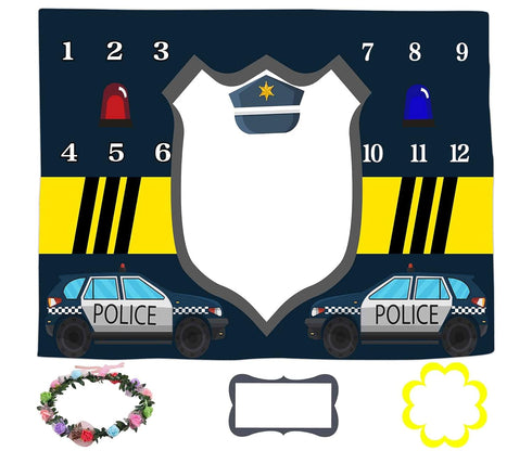 Baby Monthly Milestone Blanket, Police Theme Photography Background for Newborn Baby Shower, 60x40 inches