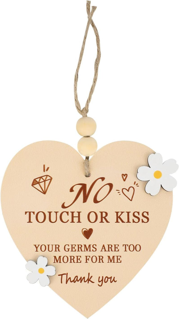 Penitue Wooden No Touch or Kiss Baby Sign, Cute Heart Shape Do Not