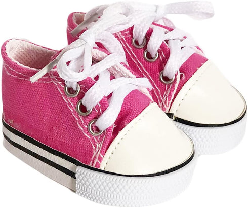 Canvas Sneakers Doll Shoes Fits 18 Inch Dolls and Kennedy and Friends Dolls- 18 Inch Doll Shoes (Dark Pink)