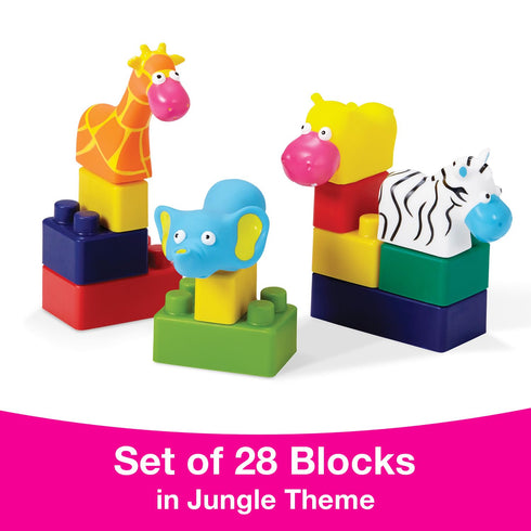 Edushape Train-Themed Soft Baby Blocks for Toddlers 1-3 - 30 Pieces in PVC Bag