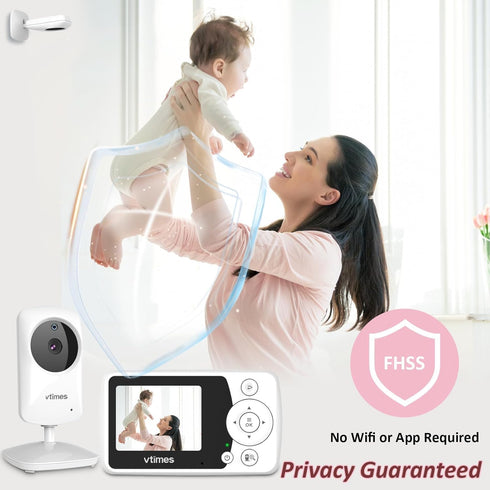 VTimes 2 2.4" 1000ft Baby Monitor with Cameras, LCD Screen Video Baby Monitor No WiFi Night Vision VOX Mode Alarm