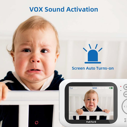 TakTark Baby Monitor with 3.2'' Color LCD Screen, 2 Way Audio, Night Vision, and Room Temperature Display