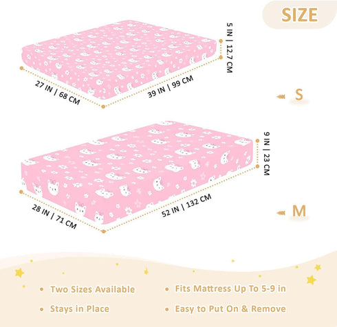 miaozhen 1 Pack 52x28 Cotton Baby Crib Sheets Comfy Breathable Cute Cartoon Cat Floral Peach Muslin Crib Sheets