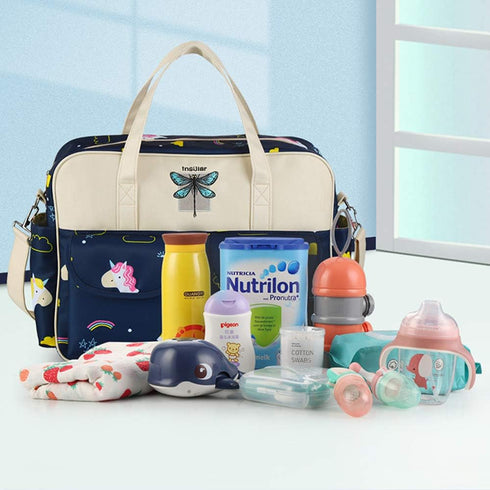 Large Capacity Diaper Tote Bag Organizer - Portable Baby Nappy Handbag
