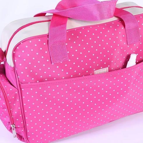 PUPZY 5PCS Set Diaper Bag Tote with Sun, Moon, and Stars, Wipes Pocket, Dirty Diaper Pouch, Changing Pad
