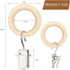 30 Pack 2.5 Inch POVETIRE Wood Rings with Clips for Hanging Baby Headband Hair Accessories Baby Bib NecklaceJewelry Hat