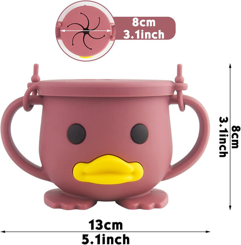 Silicone Snack Cup for Toddlers | Spill Proof Food Containers| Baby Snack Catcher| Food Grade Silicone BPA-Free