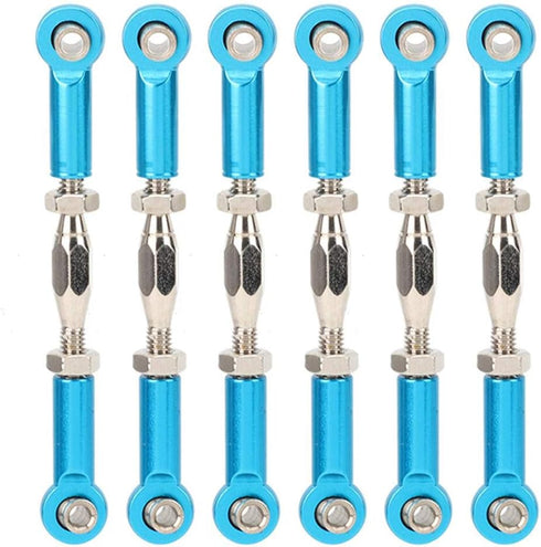 RC Pull Rod Set, 6Pcs Adjustable Aluminum Alloy Turnbuckle Links for RC Hobby Car Model (Blue) Plastic Push Rods