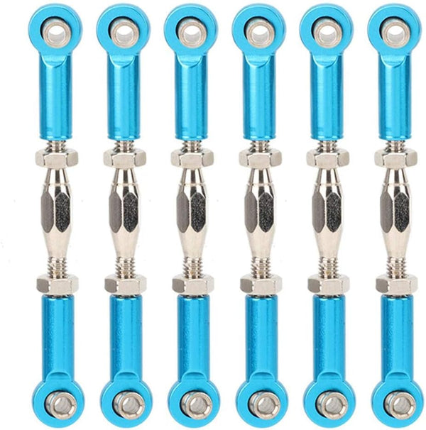 RC Pull Rod Set, 6Pcs Adjustable Aluminum Alloy Turnbuckle Links for RC Hobby Car Model (Blue) Plastic Push Rods