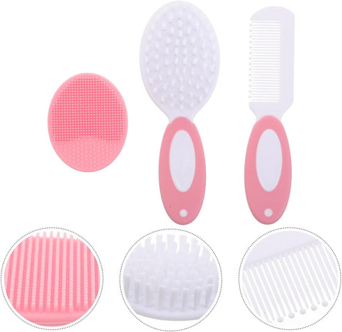 Set Levemolo Grooming Brush and Hair Comb for Newborns, Soft Nylon Scalp Care Massage Brush, Detangling Hairbrush