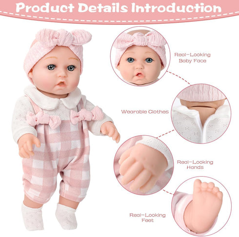 BDDOLL 12'' Playset 36 Baby Doll and Clothes Accessories with Feeding Bottle Pacifier First Baby Dolls for Toddlers