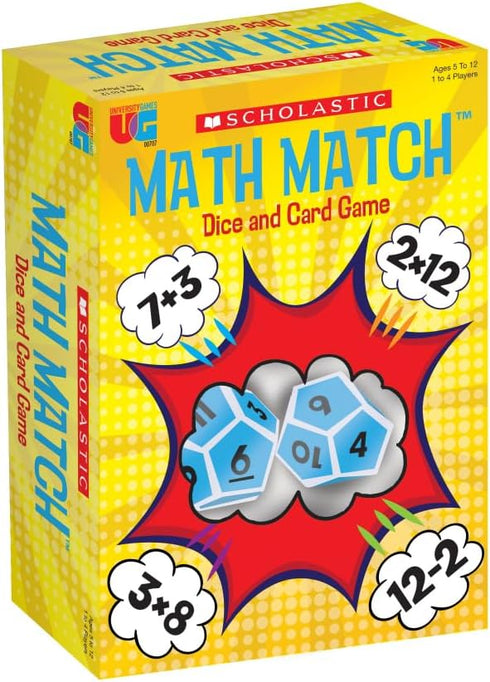 University Games Scholastic Math Match Travel Dice Game for 2 or More Players Ages 5 and Up