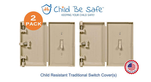 Baby Toddler Pet Resistant Electrical Safety Cover Guard for Home and Business, Made in USA, Traditional Standard Toggle Light Switch (2 Count, Ivory)