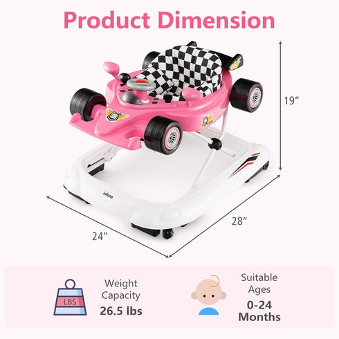 3 1 INFANS Foldable Baby Walker, in Toddler Activity Center Leaning-Seated Walk-Behind with Steering Wheel, Adjustable