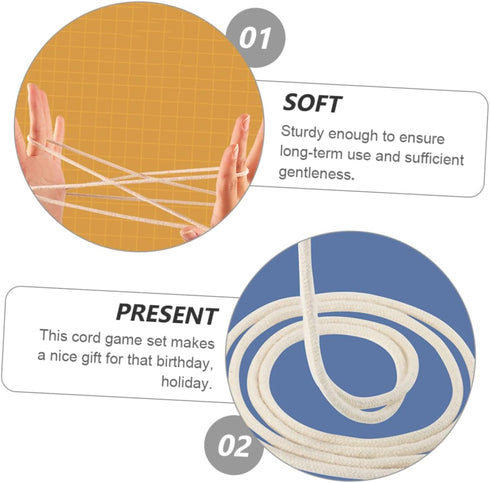 Cat's Cradle Game Set, Braided Rope Puzzle Educational String Plaything in Beige for Cooperative Play