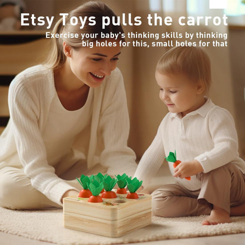 Montessori Toys for Babies, Educational Carrot Vegetable Harvest Toy, Splicing Building Blocks for Toddlers Learning