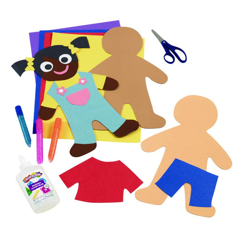 Colorations Multicultural Big People Shapes Set, 24 Glossy Cardboard Figures, Kids Around The World Diversity Craft