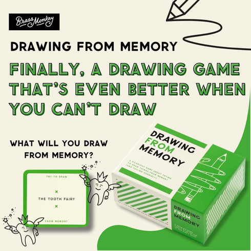 Brass Monkey Drawing from Memory - Social Party Game with 300+ Game Card Prompts for Drawing